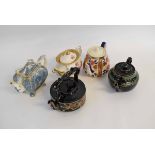 Group of five assorted tea pots to include a Price Kensington floral printed tea pot, a Gibsons &