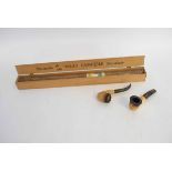 Boxed Canarias Islands large cigar together with two pipes, cigar measuring 50cms long
