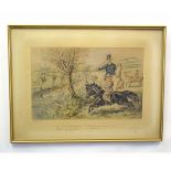 After John Leach, coloured print, "Ruggles Hold Hard Master George", 38 x 59cms together with two