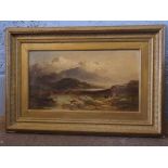 E Horton, signed pair of oils on canvas, Scottish Loch scenes, 24 x 44cms (2)