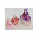 Three Royal Doulton figures: Sweet Anne HN1496, Tinklebell HN1679, Goody Two-Shoes HN2037, various