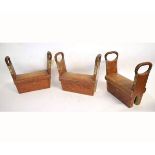 Set of three pine framed gymnastic training equipment, fitting with two raised metal handles cover