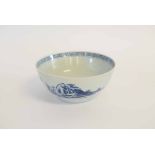 Nanking cargo cylindrical blue and white printed bowl with decorative painted scenes (a/f),