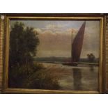 Percy Lionel, oil on canvas of a Norfolk wherry, signed lower right, in a gilt frame, 34cms x 26cms