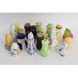 Group of 20 assorted 20th century sugar casters to include a Clarice Cliff, decorative fruit