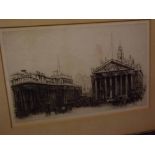 Fred A Farrell, black and white etching, The Mansion House, London, 37cms x 23cms