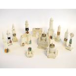 Various crested ware, mainly memorials, architectural items, includes St Paul's Cathedral (W H