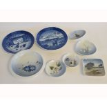 Various Royal Copenhagen dishes, pin trays, year plate, various sizes (8)