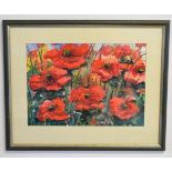 Kevin Curtis, signed and dated watercolour, Poppies, 28 x 39cms