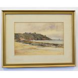 Sidney J Beer, signed group of three watercolours, "Pendennis Castle", "Swanpool Beach" and "