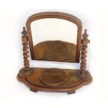 Victorian mahogany dressing table mirror with arched top, with barley twist supports and central
