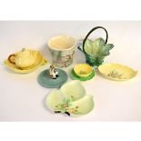 Mixed Lot: assorted Carlton ware to include a yellow glazed tea pot, a further two-handled dish, a