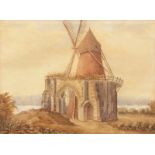 Robert Leman (1799-1863) watercolour, St Benet's Abbey 23 x 32cms