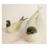 Royal Copenhagen large model of a seagull (restored), and a further smaller example, 10cms and