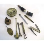 Box of snuffer, tools, scales etc