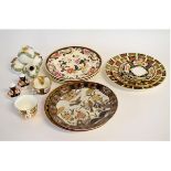 Victorian trio Mason's Mandalay pattern dinner plates together with a further Satsuma bird and