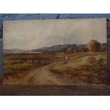 Albert Pollitt, signed and dated 1885, watercolour, Figure in an extensive landscape, 29 x 46cms,