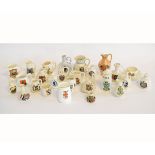 Collection of various crested ware, includes jugs, puzzle jug, vases etc, with various crests (27