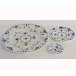 Royal Copenhagen ribbon plate with a saucer and small pin dish, various sizes (3)