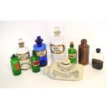 Mixed Lot: apothecary's jars to include a large Mist Tonic jar, a further Bristol Blue Syr Aurant