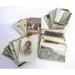 Box of various vintage postcards