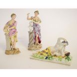 European porcelain figure of reclining female and child, together with further pair of similar