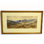 Obadiah Short, initialled and dated lower left, watercolour, Donkeys in a mountain landscape, 17 x