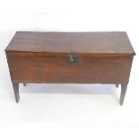 Late 17th/early 18th century five-planked elm chest with original hinges and lock plate (a/f),