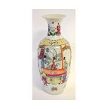 Chinese famille rose vase decorated with nobles in a Palace setting (restored), 46cms tall