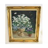 John S Applegate, signed oil on board, "Marguerites", 60 x 50cms