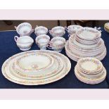 Shelley floral rimmed part tea/dinner wares comprising six cups and six saucers, six soup cups and