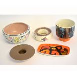 Mixed Lot: Poole Pottery wares to include a circular posy dish, a further floral and daffodil