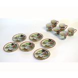 Late 20th century Japanese part coffee set, comprising 6 cups and 6 saucers with landscape scenes