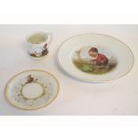19th century printed nursery set, the plate signed Professor Paul Lothar Muller, the plate showing