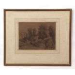 William Philip Barnes Freeman (1813-1897) signed lower right, pencil drawing, Landscape with river