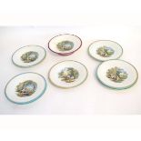 19th century Ashworth Bros of Hanley part dessert set with printed scenes to centre, comprising 8