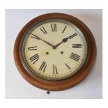 Early 20th century oak cased dial wall clock, the moulded and sectioned surround to a spun brass