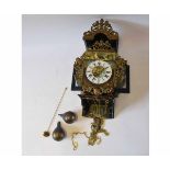 Reproduction Dutch twin weight driven wall clock, in case with applied and gilt finished pierced