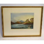 FRANCIS WELLS SIGNED IN PENCIL TO MARGIN, coloured etching, "Evening Glow, Derwent Water", 22 x