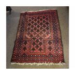 Caucasian wool carpet, mainly red field, 132cm x 83cm,