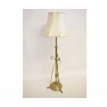 Victorian brass adjustable lamp stand (converted), height 130 cm,