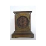 Early 20th century brass cased carriage type clock, FMS, plinth shaped case with carry handle to a