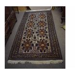 Caucasian wool carpet, central panel of geometric design, 237cm x 120cm