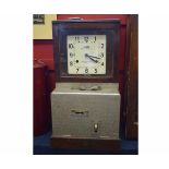 Mid-20th century mahogany cased time recording clock, Blick Time Recorders Ltd - 96/100 Aldgate