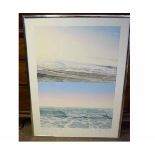 INDISTINCTLY SIGNED, limited edition (70/90) coloured print, Seascape 86 x 62c