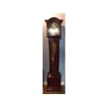 Late 20th century triple spring driven floor standing clock, the arched case with overhanging