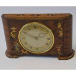 Mid-20th century mahogany and lacquer detail mounted timepiece, retailed by Tarratt - Leicester, the