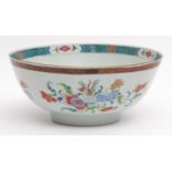 Chinese famille rose porcelain bowl, delicately painted to the exterior and interior with floral