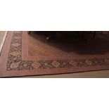 Caucasian style wool work large carpet, multi-gull border, central panel of geometric floral designs