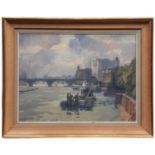 AR NORMAN JANES RSMA RE (1892-1980) "The Thames at London Bridge" oil on canvas, signed lower